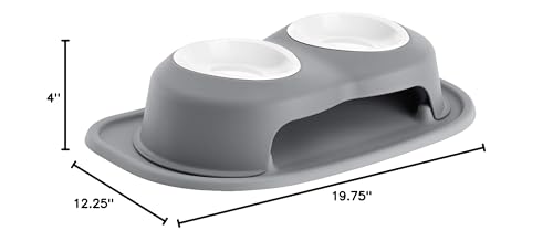 WeatherTech Double High Pet Feeding System w/Plastic Dog/Cat Bowls - 8" High Stand Dark Grey (PDHC3208DGDG)