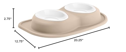 WeatherTech Double Low Pet Feeding System w/Plastic Dog/Cat Bowls - 8 oz (1 Cup) Dark Grey (PDL0801DG)