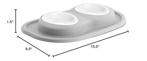 WeatherTech Double Low Pet Feeding System w/Plastic Dog/Cat Bowls - 8 oz (1 Cup) Dark Grey (PDL0801DG)