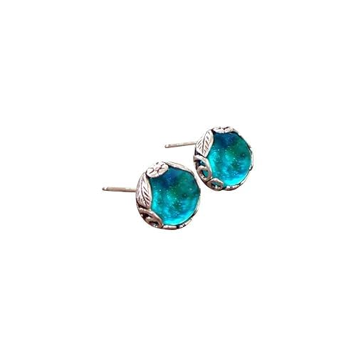 Recycled Vintage Sterling Silver Botanical Collection Stud Earrings (Mason Jar (Aqua))