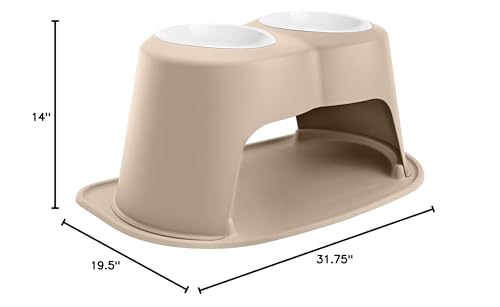 WeatherTech Double High Pet Feeding System w/Plastic Dog/Cat Bowls - 8" High Stand Dark Grey (PDHC3208DGDG)