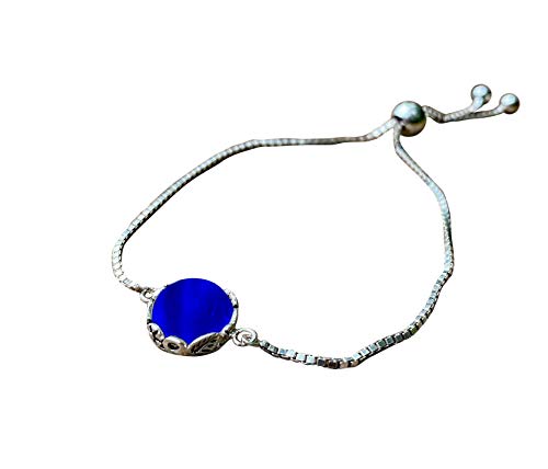 Bottled Up Designs Handmade Vintage Botanical Series Adjustable Slider Bracelet, Recycled Glass, Sterling Silver, Eco Friendly, Made in USA, Birthday Gifts, Mothers Day, Women (Mason Jar (Aqua))