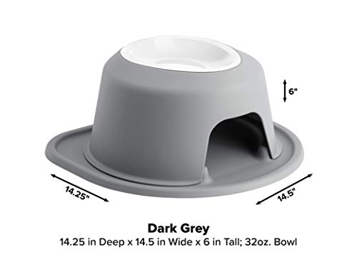 WeatherTech Single High Pet Feeding System w/Plastic Dog/Cat Bowls - 1.5" High Stand Dark Grey (PSH0801DGDG)