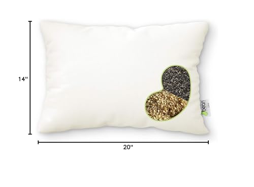 Multi Grain Japanese Pillow - 14" x 20" - Organic Cotton Zippered Shell with 1 Side Organic Millet and 1 side Organic Buckwheat - Bed Body Floor Cushion Insert Couch Throw Bolster - Made in USA