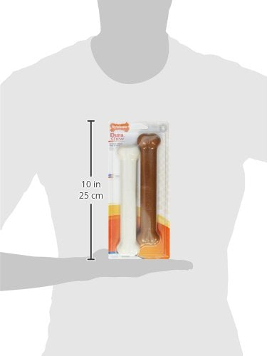 Nylabone Power Chew Classic Bone Chew Toy for Dogs, Durable Dog Toys for Aggressive Chewers, Bacon & Chicken Flavor, Medium/Wolf (2 Count)