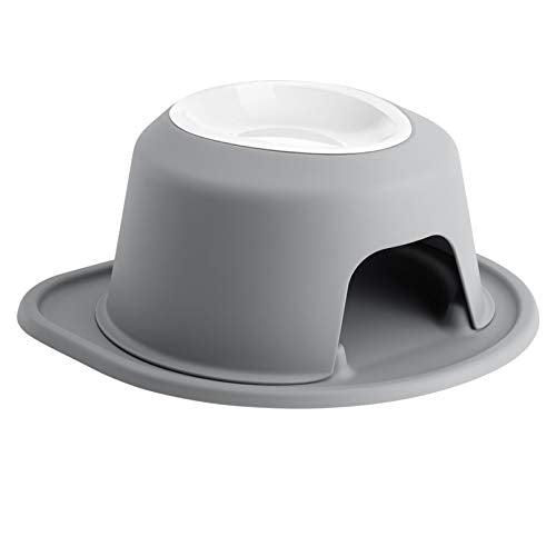 WeatherTech Single High Pet Feeding System w/Plastic Dog/Cat Bowls - 1.5" High Stand Dark Grey (PSH0801DGDG)