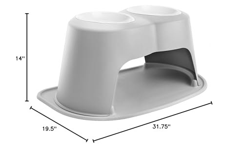 WeatherTech Double High Pet Feeding System w/Plastic Dog/Cat Bowls - 8" High Stand Dark Grey (PDHC3208DGDG)
