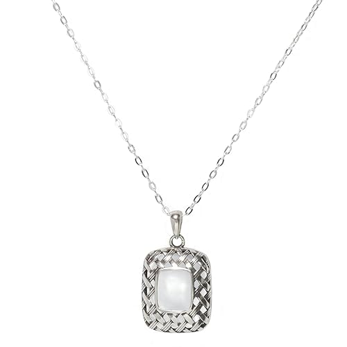 Bottled Up Designs Handmade Vintage Quilted Square Necklace, Sterling Silver, Eco Friendly, Made in USA, Birthday Gifts, Mothers Day, Women, Anniversary (Clear Dairy Bottle)