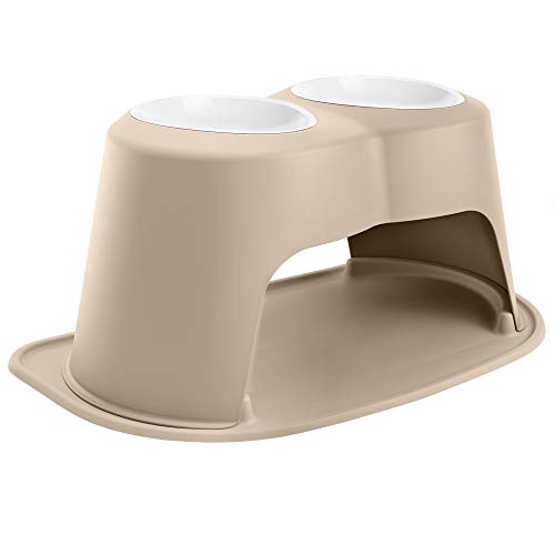WeatherTech Double High Pet Feeding System w/Plastic Dog/Cat Bowls - 8" High Stand Dark Grey (PDHC3208DGDG)