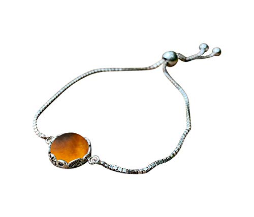 Bottled Up Designs Handmade Vintage Botanical Series Adjustable Slider Bracelet, Recycled Glass, Sterling Silver, Eco Friendly, Made in USA, Birthday Gifts, Mothers Day, Women (Mason Jar (Aqua))