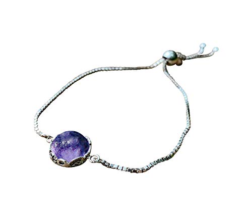 Bottled Up Designs Handmade Vintage Botanical Series Adjustable Slider Bracelet, Recycled Glass, Sterling Silver, Eco Friendly, Made in USA, Birthday Gifts, Mothers Day, Women (Mason Jar (Aqua))