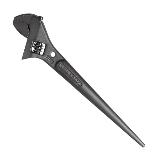 Klein Tools 3227 Extra Wide Adjustable Wrench, Made in USA, Construction Spud Wrench for Up to 1-7/16-Inch Nuts and Bolts, 10-Inch, with Tether Hole