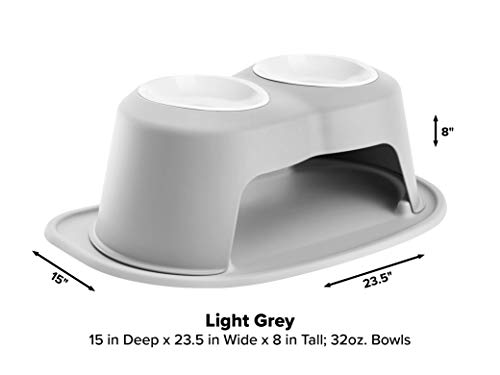 WeatherTech Double High Pet Feeding System w/Plastic Dog/Cat Bowls - 8" High Stand Dark Grey (PDHC3208DGDG)