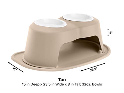 WeatherTech Double High Pet Feeding System w/Plastic Dog/Cat Bowls - 8" High Stand Dark Grey (PDHC3208DGDG)