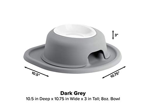 WeatherTech Single High Pet Feeding System w/Plastic Dog/Cat Bowls - 1.5" High Stand Dark Grey (PSH0801DGDG)