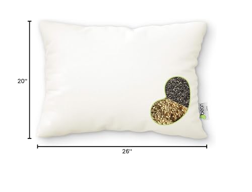 Multi Grain Japanese Pillow - 14" x 20" - Organic Cotton Zippered Shell with 1 Side Organic Millet and 1 side Organic Buckwheat - Bed Body Floor Cushion Insert Couch Throw Bolster - Made in USA