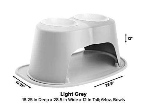 WeatherTech Double High Pet Feeding System w/Plastic Dog/Cat Bowls - 8" High Stand Dark Grey (PDHC3208DGDG)