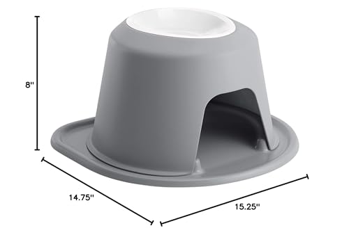 WeatherTech Single High Pet Feeding System w/Plastic Dog/Cat Bowls - 1.5" High Stand Dark Grey (PSH0801DGDG)