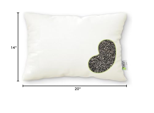 Buckwheat Standard Bed Pillow - Organic Cotton, Vegan, Premium Quality - Made in USA - 20" x 26" - Neck Bed Body Floor Cushion Insert Couch Throw Bolster - Organic Eco Friendly Fabric and Fill