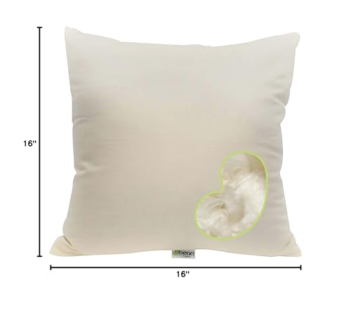 Bean Products Kapok Pillow - 14 x 22 Euro Size, Organic Cotton, Vegan, Premium Quality - Made in USA Neck Bed Body Floor Cushion Insert Couch Throw Bolster - Organic Eco Friendly Fabric and Fill