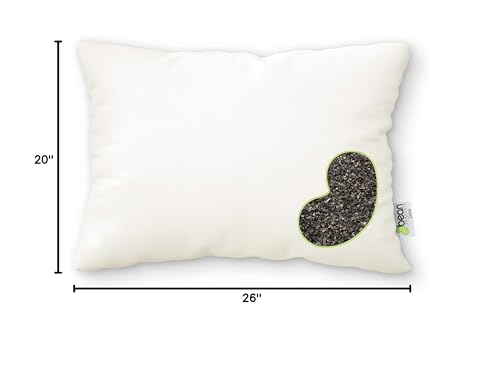 Buckwheat Standard Bed Pillow - Organic Cotton, Vegan, Premium Quality - Made in USA - 20" x 26" - Neck Bed Body Floor Cushion Insert Couch Throw Bolster - Organic Eco Friendly Fabric and Fill