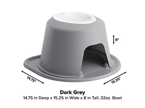 WeatherTech Single High Pet Feeding System w/Plastic Dog/Cat Bowls - 1.5" High Stand Dark Grey (PSH0801DGDG)
