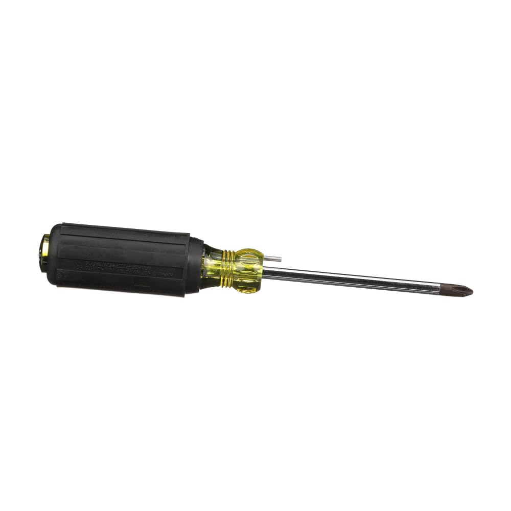 Klein Tools 603-4B No. 2 Wire Bending Phillips Round Shank Tip Screwdriver, Made in USA, Black/Yellow, Small