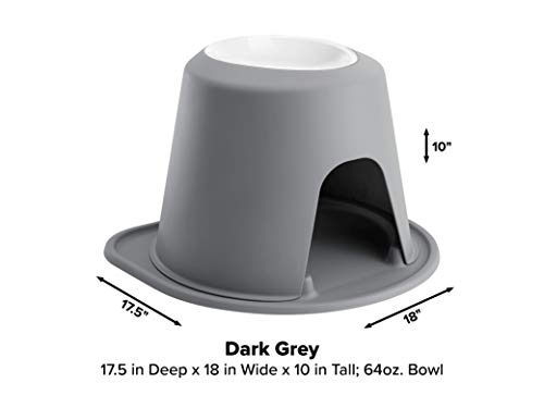 WeatherTech Single High Pet Feeding System w/Plastic Dog/Cat Bowls - 1.5" High Stand Dark Grey (PSH0801DGDG)