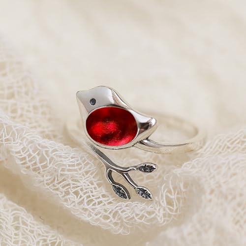 Bottled Up Designs Handmade Little Bird Ring, Recycled Antique Bottles, Sterling Silver, Eco Friendly, Made in USA, Birthday Gifts, Mothers Day, Women, Anniversary (Red Beer Bottle)