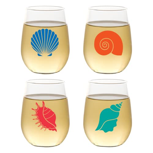 Set of 4 Shatterproof Designer 16 oz Plastic Wine Glasses MADE in the USA (CHRISTMAS)