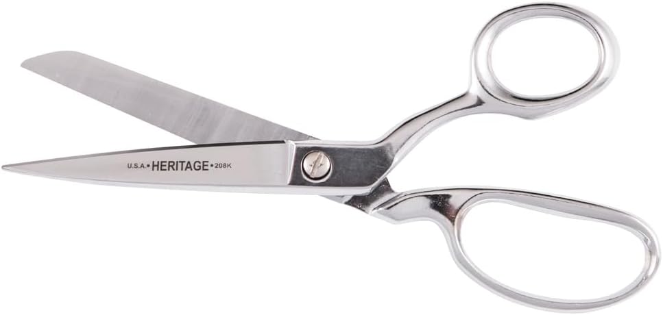 Klein Tools 208K Scissors, Made in USA, Bent Trimmer with Knife Edge for Easy Fabric Table Top Cutting, 8-Inch