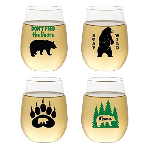 Set of 4 Shatterproof Designer 16 oz Plastic Wine Glasses MADE in the USA (CHRISTMAS)