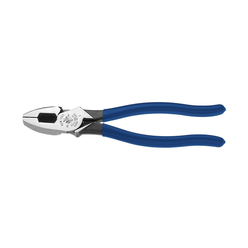 Klein Tools D213-9NE Pliers, Made in USA, 9-Inch Side Cutters, High Leverage Linesman Pliers Cut Copper, Aluminum and other Soft Metals