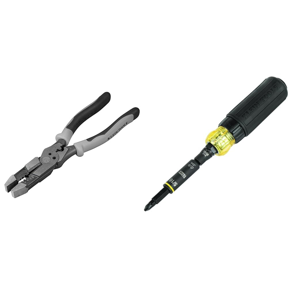 Klein Tools J215-8CR Multitool Pliers, Hybrid Multi Purpose Tool / Crimper, Wire Stripper, Bolt Shearing, Wire Grabbing, Twisting, Looping