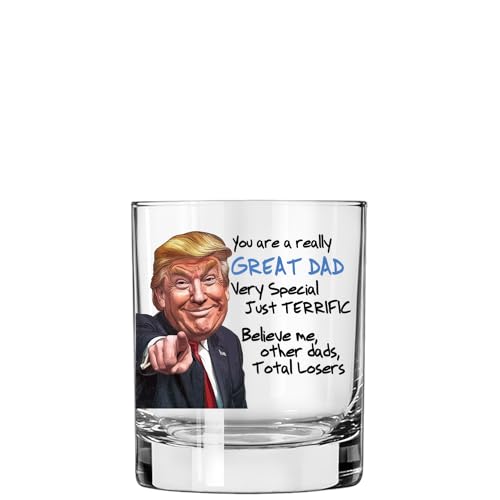 Funny Novelty Glass for Dad - Donald Trump Father's Day Beer, Whiskey, or Can Glass Gift, Funny Fatherโs Day Gift for Husband, Father, or Stepfather - Trump Stuff Maga Merch (101-15193-D, PINT)