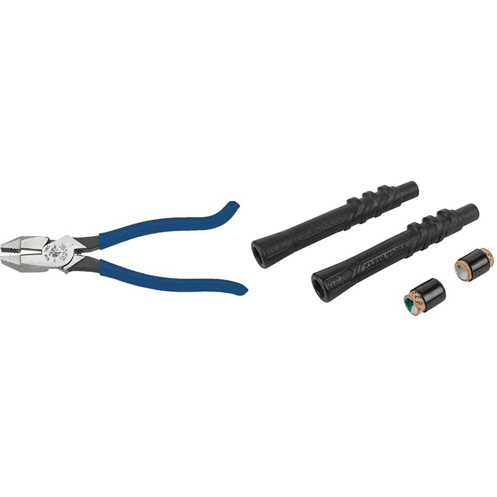 Klein Tools D213-9ST High-Leverage Ironworker's Pliers, Made in USA, Twist and Cut Soft Annealed Tie Wire, Hook Bend Handle, Spring Loaded, Heavy-Duty Jaws