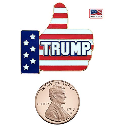 Donald Trump Thumbs Up Pin - Made in USA - President Trump Gift, Metal Enamel Button on American Flag