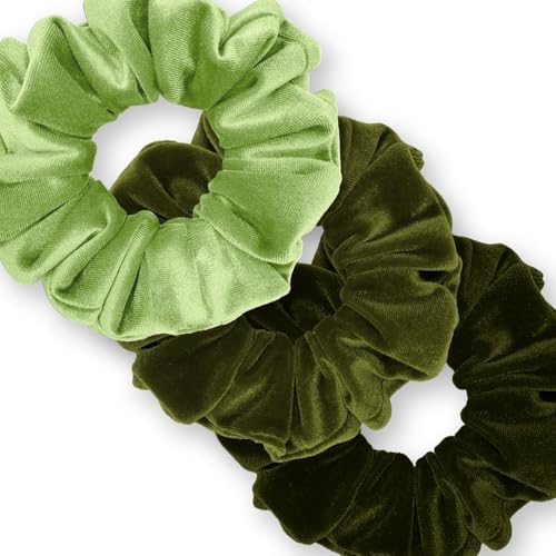 Velvet Scrunchies 3-Pack Gift Set Premium Plush Ponytail Holder Made in the USA Burgundy Forest Black