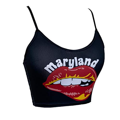 Lojobands Women's Tailgate Outfit College Spaghetti Tank Top Crop Top Made in USA One Size Fits Most