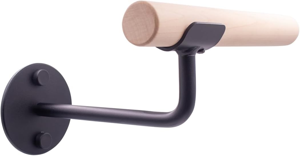 Vita Vibe Plie – Open Saddle Wood Single Bar Wall Mount Ballet Barres System (Black, 36 FT)