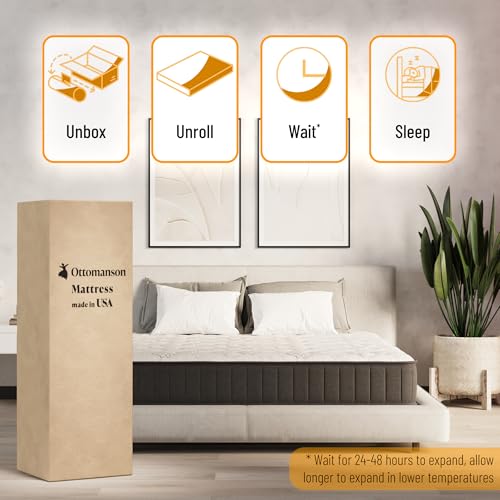 Ottomanson 13" Full Mattress in a Box Made in USA, Medium-Firm Mattress, Hybrid Mattress Cool Improved Airflow with Edge to Edge Pocket Coil, Bed in A Box, Ottopedic