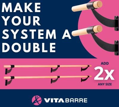VITA Barre Wall-Mounted Single Ballet Barre, Classic WB15, Wood | Fixed Height, Made in USA, Home, Studio or Gym Exercise Equipment for Kids & Adults | Dance, Fitness, Pilates