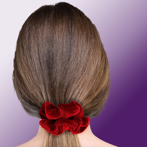 Velvet Scrunchies 3-Pack Gift Set Premium Plush Ponytail Holder Made in the USA Burgundy Forest Black