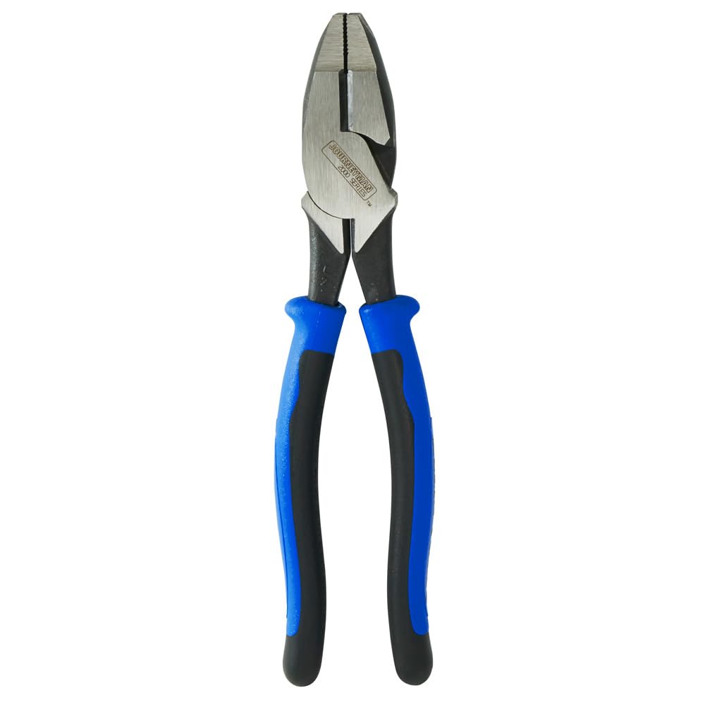 Klein Tools J2000-9NECRTP Side Cutter Linemans Pliers with Tape Pulling and Wire Crimping, High Leverage, 9-Inch