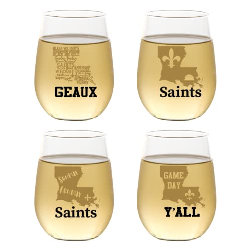 Set of 4 Shatterproof Designer 16 oz Plastic Wine Glasses MADE in the USA (CHRISTMAS)