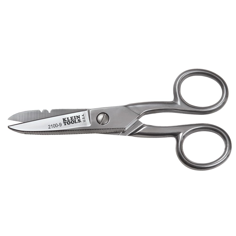 Klein Tools 2100-9 Stainless Steel Electrician's Scissors with Stripping Notches, 5-1/4-Inch, Made in USA