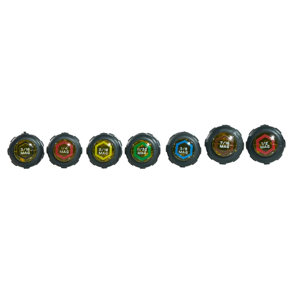 Klein Tools 631 Tool Set, Made in USA, Nut Driver Set w/Hex Nut Sizes 3/16, 1/4, 5/16, 11/32, 3/8, 7/16 and 1/2-Inch on 3-Inch Full Hollow Shaft, 7-Piece