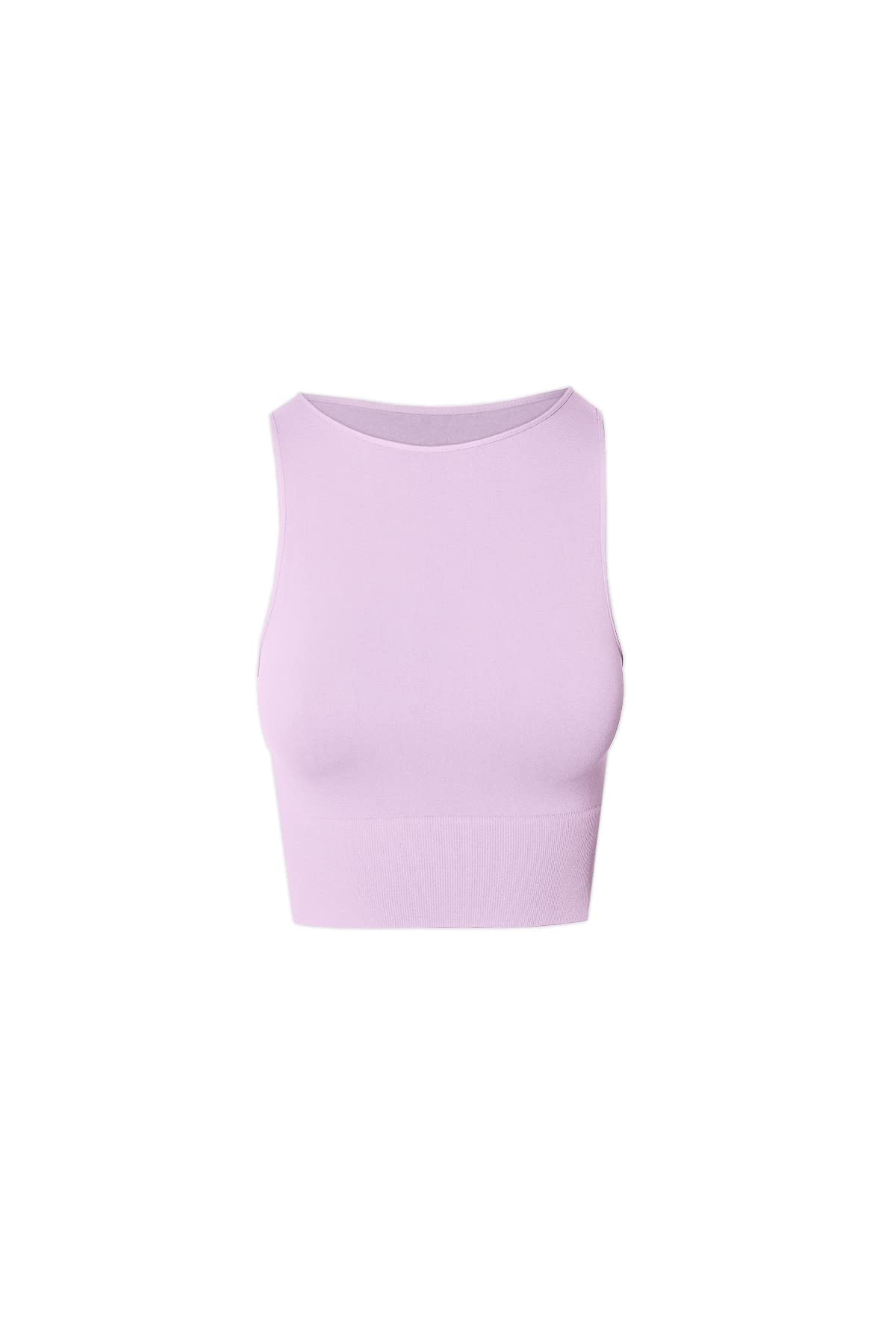 NIKIBIKI Women Seamless Solid High Neck Crop Top, Made in U.S.A, One Size