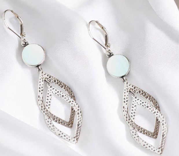 Bottled Up Designs Handmade Recycled Antique Glass and Sterling Silver Cascade Earrings (Olive Wine Bottle)