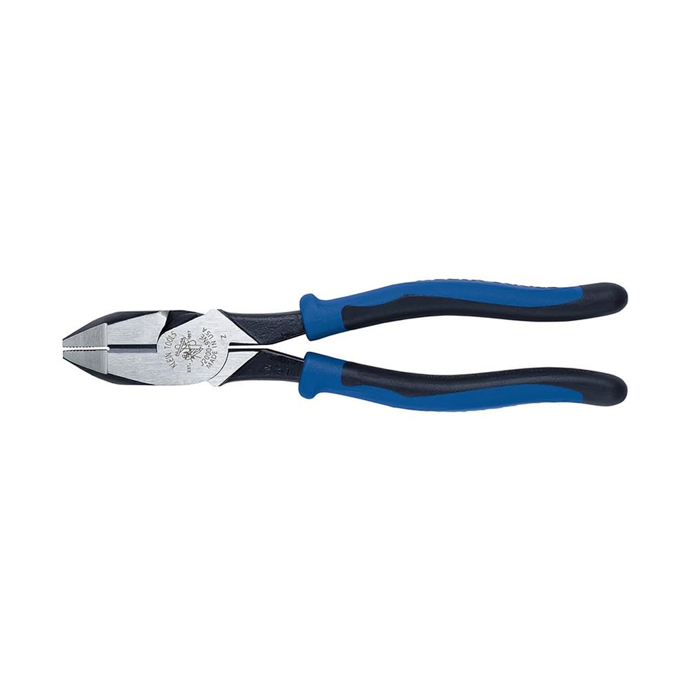 Klein Tools J2000-9NECRTP Side Cutter Linemans Pliers with Tape Pulling and Wire Crimping, High Leverage, 9-Inch